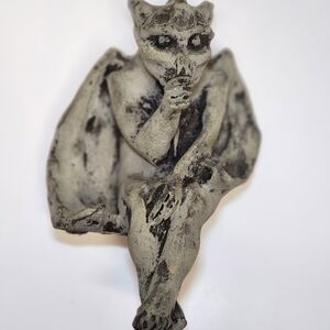 "Baby Goyl" Sitting Gray Gargoyle Statue